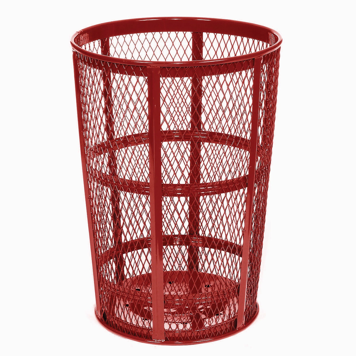 Red Galvanized Steel Outdoor Trash Can - 48 Gallons
