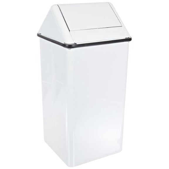 Witt Industries 1311HTWH Stainless Steel 13-Gallon Waste Watcher Hamper and Swing Top Receptacle, Square, 13" Width x 13" Depth x 29" Height, White
