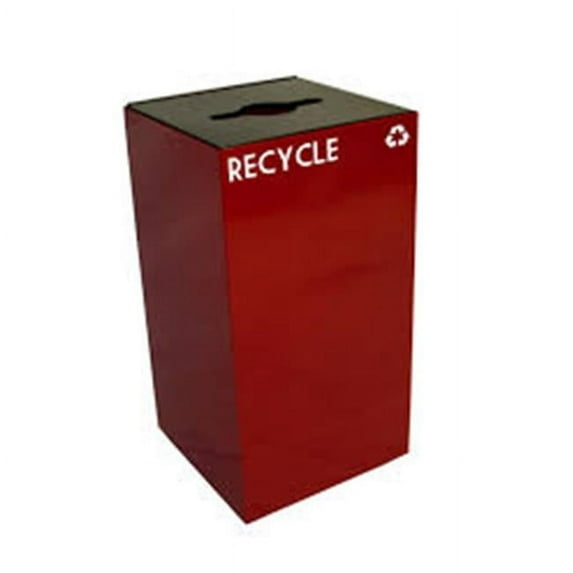 Witt Industries 28GC04-SC Geocube Recycling Bin With Combination Opening - 28 Gallon, Scarlet Red