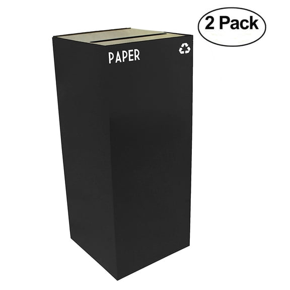 Witt Industries 36GC02-CB GeoCube Recycling Receptacle with Slot Opening, Steel, 36 gal, Charcoal (Set of 2)