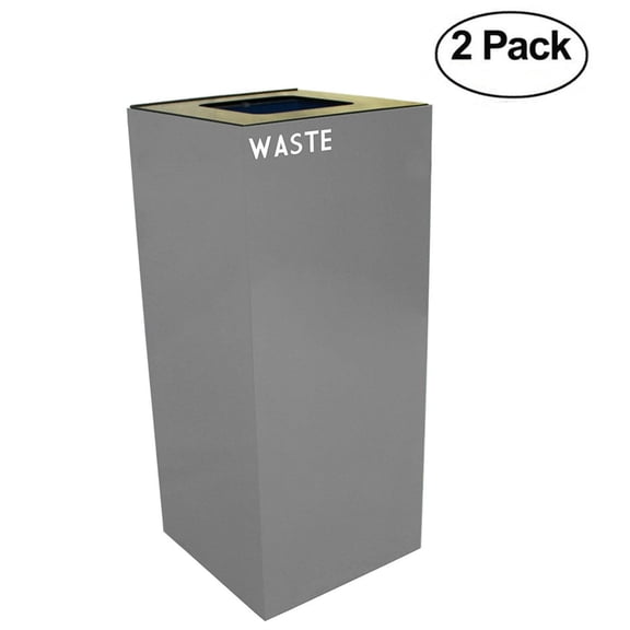 Witt Industries 36GC03-SL GeoCube Recycling Receptacle with Waste Opening, Steel, 36 gal, Slate (Set of 2)