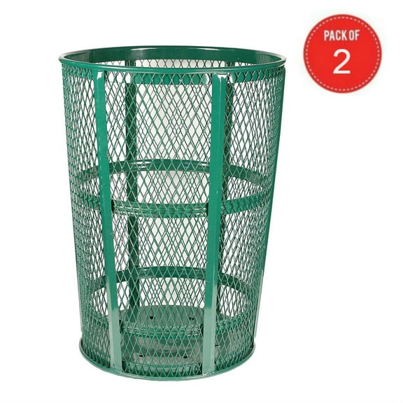 Witt Industries EXP-52GN Steel 48-Gallon Outdoor Waste Receptacle, Round, 23" Diameter x 33" Height, Green (Pack of 2)