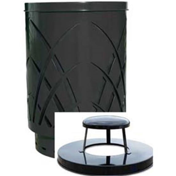 Witt Industries SAW40P-RC-BK Covington Sawgrass 40 Gallon Steel Receptacle With Rain Cap - Black