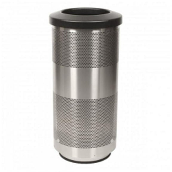 Witt Industries SC20-01-SS Stadium Series Outdoor Waste Receptacle w/ Flat Top Lid - Stainless Steel Finish (20 Gallon)