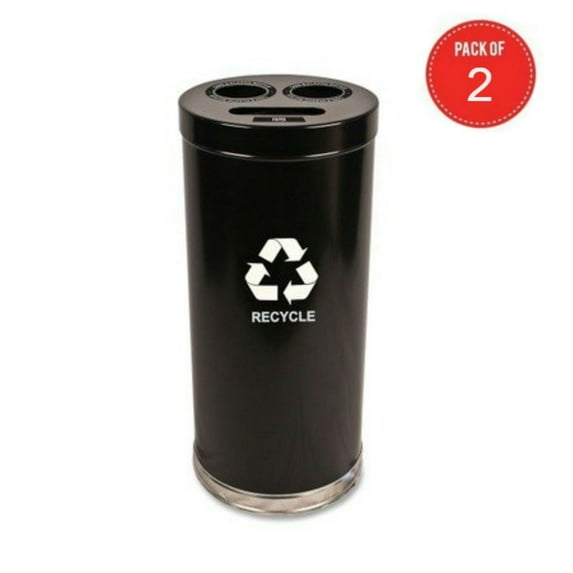 Witt Industries Three-Opening Recycling Unit in Black with Plastic Liners (24 gal./Black) (Pack of 2)