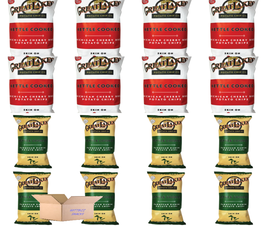 Snacks Bundles Great Lakes Kettle Chips 1.75oz 6 Michigan Cherry BBQ And 6 Parmesan