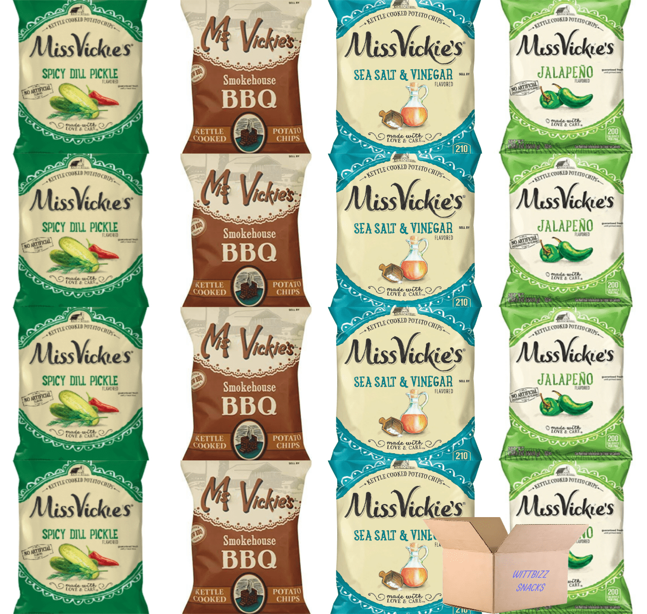 Snacks Bundles Miss Vicky's Kettle Chips 1.37oz Variety 16