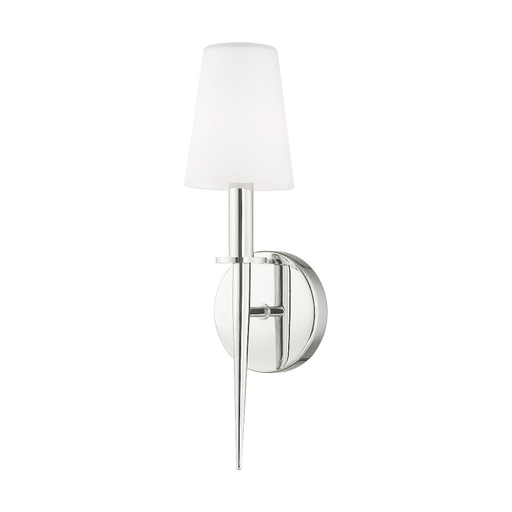 Sleek Polished Chrome Direct Wired 1-Light Sconce with Opal White Glass
