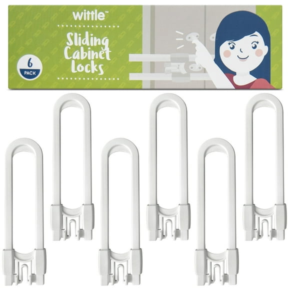 Wittle Sliding Child Safety Cabinet Locks (6 Pack) | Baby Proof Cabinet Locks