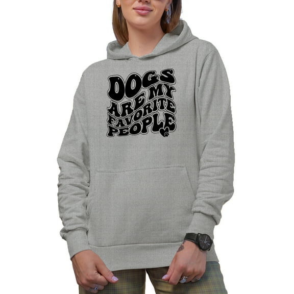 Witty Dogs Are My Favorite People, Dog Lover Quote, Groovy Retro Wavy Text Merch Gift, Heather Grey Hooded Sweatshirt or Hoodie, XL