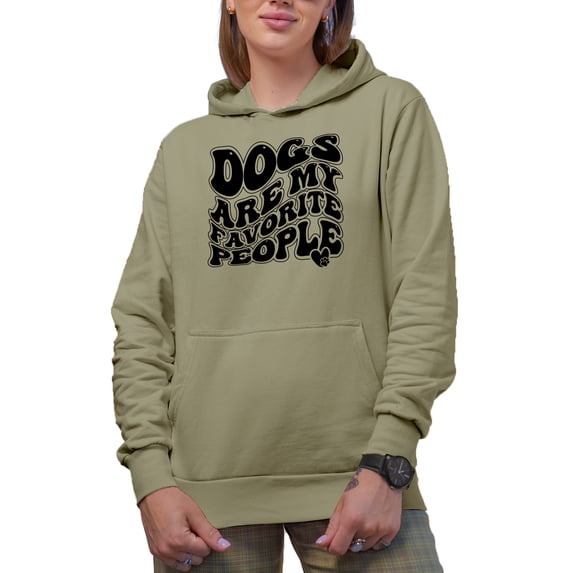 Witty Dogs Are My Favorite People, Dog Lover Quote, Groovy Retro Wavy Text Merch Gift, Sand Hooded Sweatshirt or Hoodie, XL