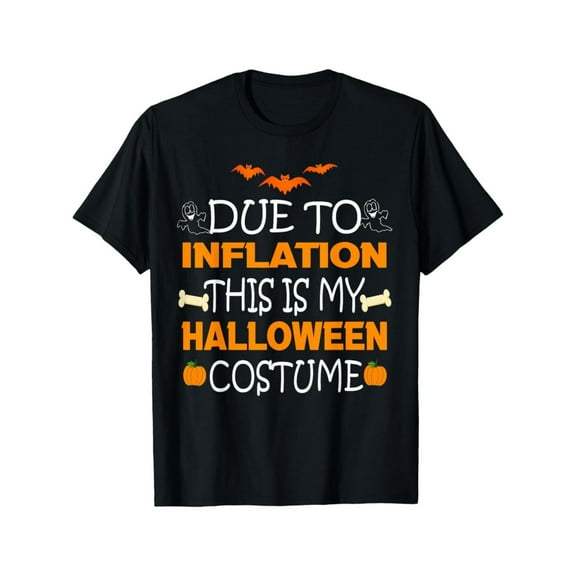 Witty Halloween - Themed Printed Tee,Tops Features "DUE TO ... COSTUME" Text with Bat, Ghost & Pumpkin Illustrations, Round Neck Regular Fit T - shirts, Size(S - 5XL)