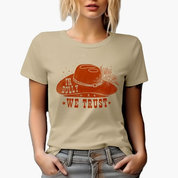 Witty In Dolly, We Trust, Retro Western Desert Themed Art Merch Gift, Tan T-Shirt, XL