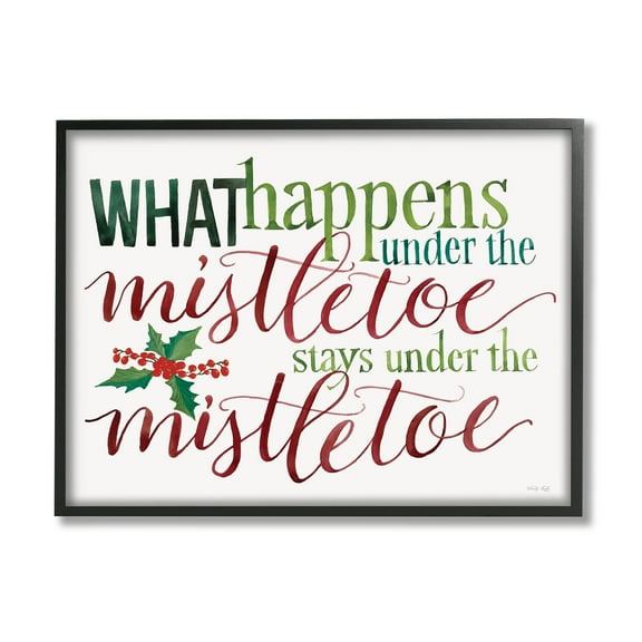 Witty Mistletoe Typography Quote Holly Berry Detail Inspirational Graphic Art Framed Art Print Wall Art