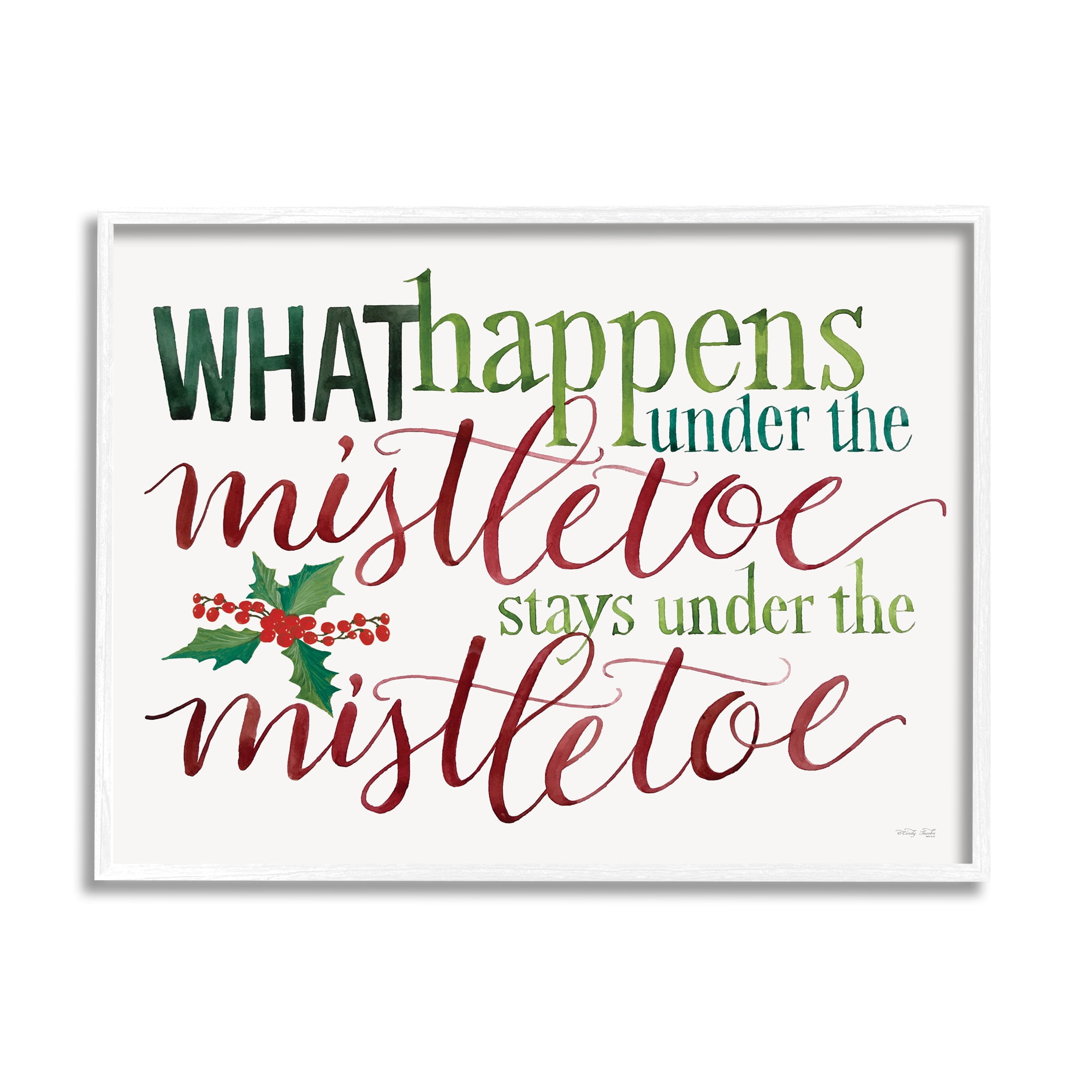 Witty Mistletoe Typography Quote Holly Berry Detail Inspirational Graphic Art Framed Art Print Wall Art