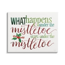 Witty Mistletoe Typography Quote Holly Berry Detail Inspirational Graphic Art Gallery-Wrapped Canvas Print Wall Art