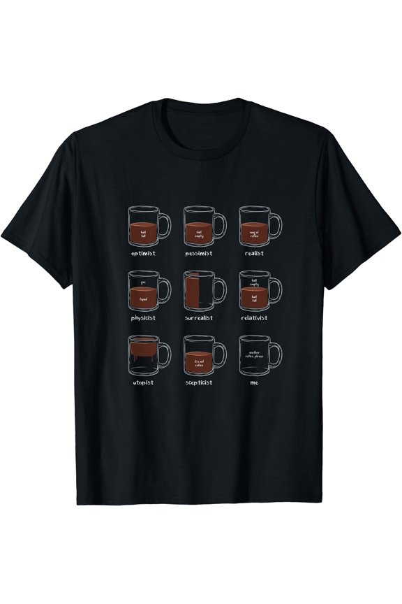 Witty Philosophical Coffee Mug Grid T-Shirt for Logic Enthusiasts