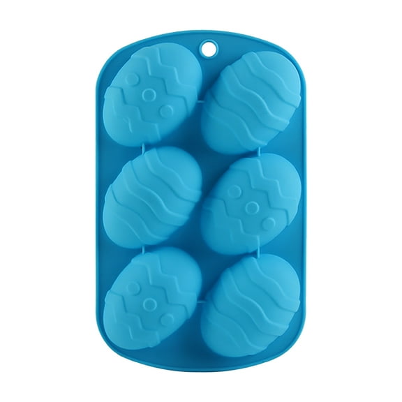 Wiueurtly 1 Pcs Dinosaur Egg Shape Silicone Molds, 6-Cavity Food-grade Baking Mold for DIY Cake Decoration,Chocolate, Pastry, Muffin, Bread, Ice Cube, Soap - Pink, Blue