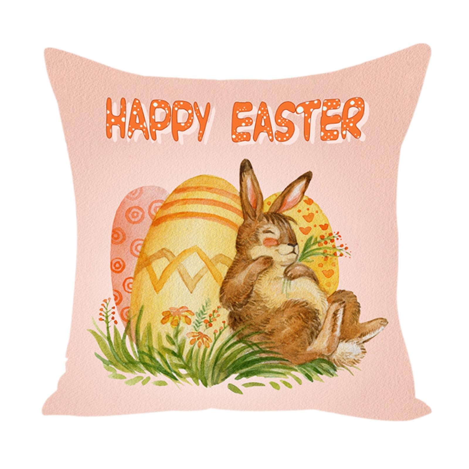 Wiueurtly Easter Pillow Covers 18 X 18 Inch Easter Bunny Egg Floral
