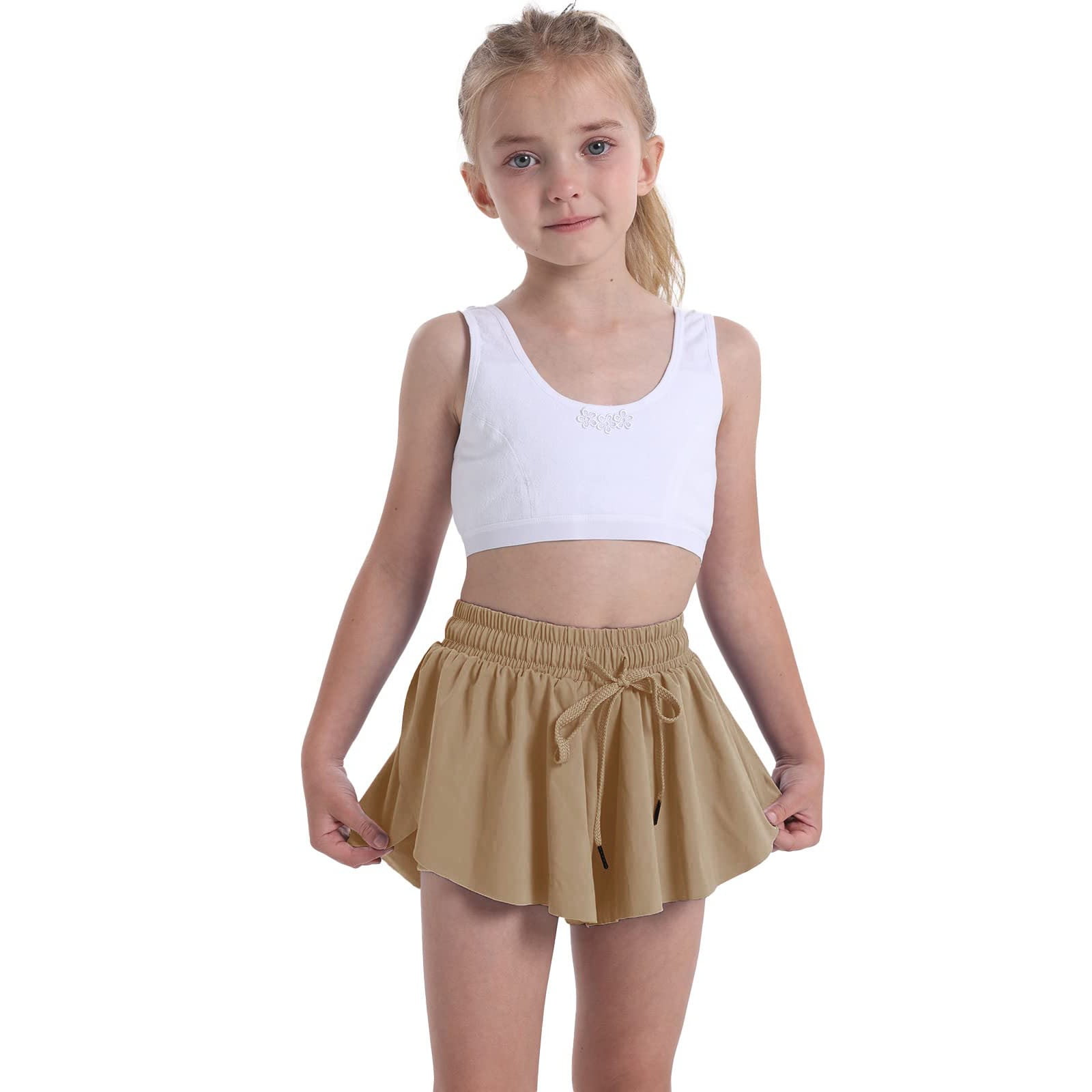 Amazon.com: 2 Pack Girls Athletic Shorts Summer Workout Active Sleeveless  Golf Tennis Dress with Short Pockets(2XL, Ivory) : Clothing, Shoes & Jewelry