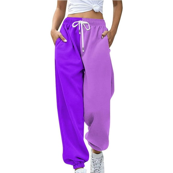 Wiueurtly Joggers for Women High Waisted Trousers with 4 Way Stretch Curvy Fit Flared Leg Yoga Inspired Purple