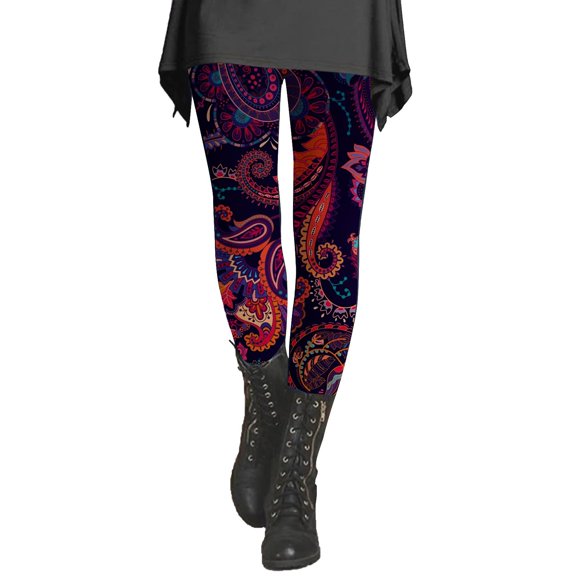 Wiueurtly Leggings for Women's Autumn And Winter Artistic Splash Printed Soft Stretchy Pants Yoga Pants Pink