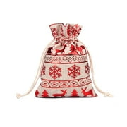 Wiueurtly Linen Pocket Bag Gift Cotton Christmas Linen Snowflake Bag Candy Drawstring Storage Storage Bags Outdoor Christmas Lights