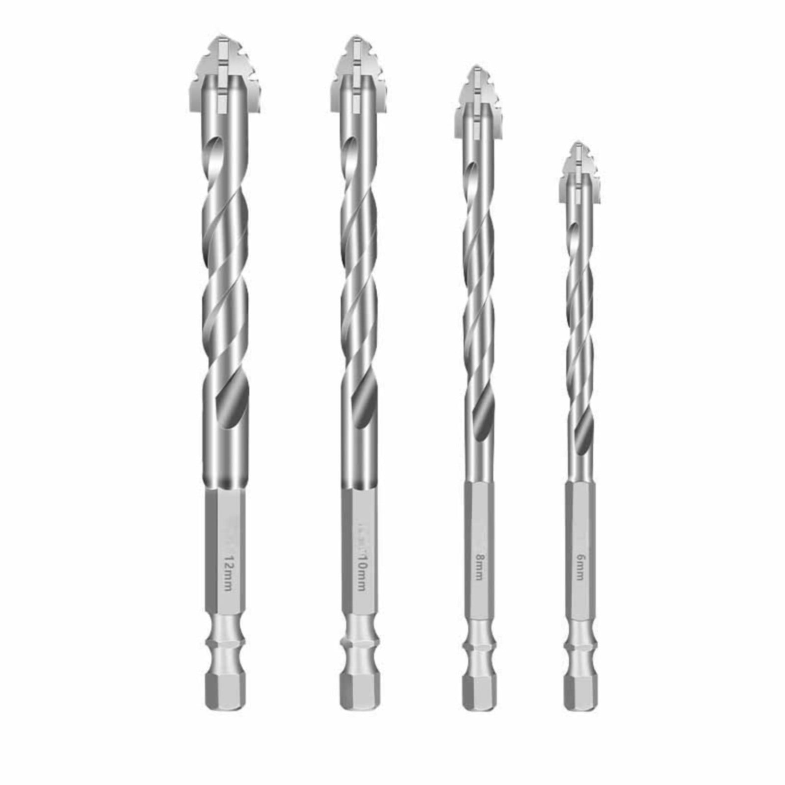 Woyuosn High-strength Eccentric Twist Drill Bit New Four-Flute Sawtooth Eccentric Drill Bit, Cozy Hoome Efficient Drill Bits 6mm/8mm/10mm/12mm Serrated Drill Bit Set