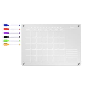  Sticky Shoot 12x17 inches Magnetic Acrylic Calendar for Fridge  (Horizontal, White Print) and 9 Magnetic Dry Erase Markers for Fridge :  Office Products