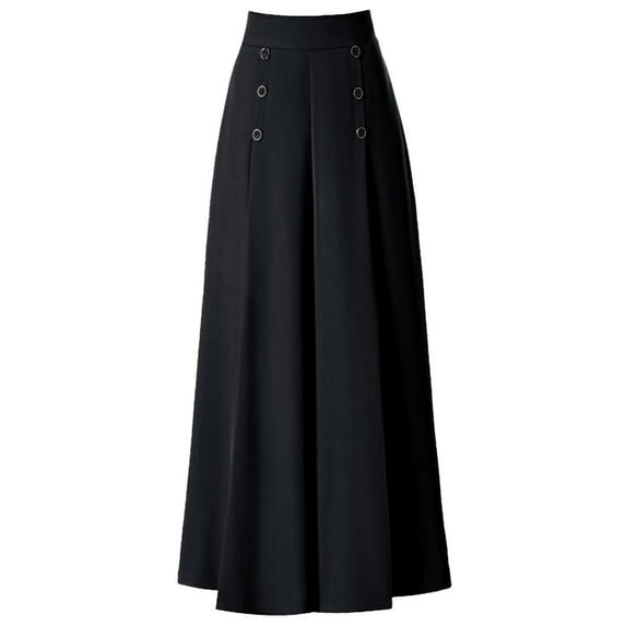 Wiueurtly Wide Leg Pants for Women High Waisted Trousers Pleated Swing Palazzo Slim Fit Summer Black