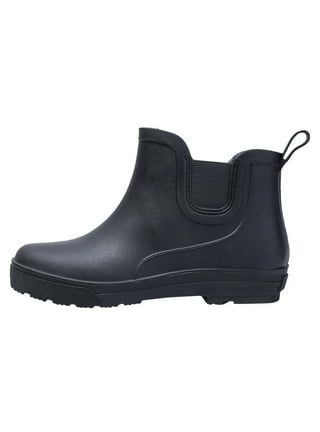 nsendm Female Shoes Adult Rubber Tote Boots for Womens Ankle Rainboot Slip  On Garden Boot Rubber Shoes Women Snow Boot Black 6.5