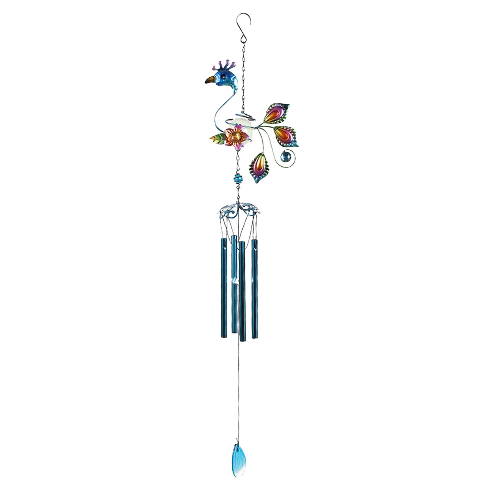 Wiueurtly Yard Decorations Solar Wooden Wind Chimes Outdoor Large
