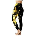 thumbnail image 1 of Wiueurtly Yoga Pants for Women Fashion Butterfly Print Plus Size Casual High Waist Sport Butterfly Pattern Yellow, 1 of 5