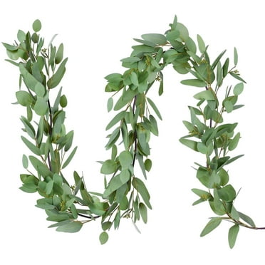 Wivi 5.5ft Seeded Eucalyptus Garland, Artificial Vines Faux Eucalyptus Leaves Table Garland Artificial Eucalyptus Garland Greenery Wedding Backdrop Arch Wall Decor