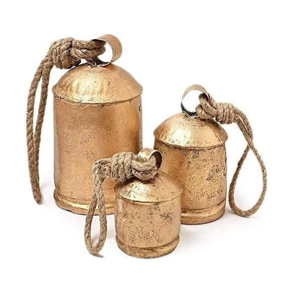 Wivi Christmas Set of 3 Giant Harmony Cow Bells Vintage Handmade Rustic Bell Home NEW