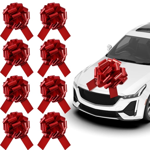 Wiwiqing 8 Sets 16 Inch Valentine's Day Bright Red Car Bows, Car Gift Bows, Giant Bow for Valentine's Presents, Grand Gift Decor, Festival Gifts, Wedding Decor, Ball New Houses C113