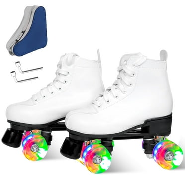 Wiwiy Roller Skates for Women and Men, Derby Roller Skates for Outdoor Indoor, Adjustable Four Shiny Wheel Roller Skates