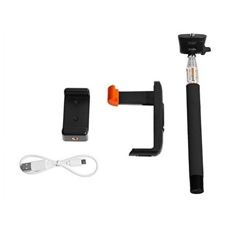 Wixgear 3-in-1 Self-Portrait Monopod Extendable Wireless Bluetooth Selfie Stick with Built-in Bluetooth Remote Shutter with Adjustable Phone Holders Included - with Free Bonus Phone Adapter (Black)
