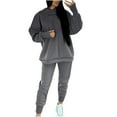 thumbnail image 1 of Wiyuqeen 2 PC Sweatsuits Womens Thumb Hole Shirts + Elastic Waist Pants Sets Oversized Hooded Sets Letter Print Matching Clothes Loose Fit Lounge Sets, 1 of 4