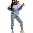 thumbnail image 1 of Wiyuqeen 2 Piece Sweatsuits for Women Hoodie Sweatshirts with Kangaroo Pocket and Jogger Sets Loose Fit Activewear Sets Ladies Color Block Lounge Sets, 1 of 5