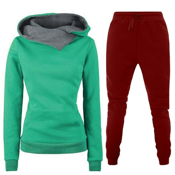 Wiyuqeen 2 Piece Sweatsuits for Women Cowl Neck Hoodie and Sweatpant Sets Classic Plain Loungewear Sets Petite Fall Tracksuit Sweat Sets Clearance