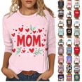 thumbnail image 1 of Wiyuqeen 3/4 Length Sleeve Womens Tops Happy Mother's Day Shirts Crew Neck Casual Tshirts Cute Mama Bow Graphic Shirts Gifts for Mama, 1 of 5