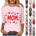 thumbnail image 1 of Wiyuqeen 3/4 Sleeve T Shirts for Women Mama Crew Neck Tops Happy Mother's Day Shirts Casual Boho Floral Print Tees Soft Going Out Shirts, 1 of 5