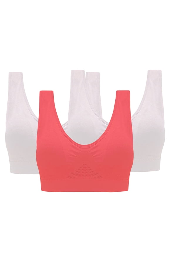 3 Packs Adjustable Sports Bras for Women Solid Soft Trendy Tank Posture Bras Racerback High Support Bras Wireless Workout Bras Seamless Yoga Athletic Bras