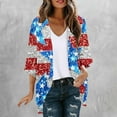 thumbnail image 1 of Wiyuqeen American Flag Lightweight Summer Cardigans Womens 4th of July Short Sleeve Chiffon Cardigan Open Front Stars Striped Cover Up, 1 of 5