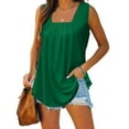 thumbnail image 1 of Wiyuqeen Basic Summer Tank Tops for Women Loose Fit Pleated Square Neck Sleeveless Tops Flowy Curved Hem Solid Color Camis Tops T-shirts, 1 of 8