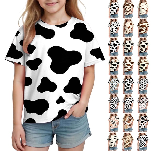 Wiyuqeen Boy Girl Cow Shirt Funny Farm Animals T-Shirt Outfit Kids Cows Graphic Tee Tops Lightweight Breathable Sweat Wicking Top 3-14Years