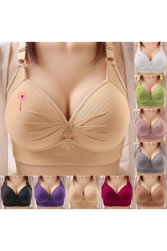Bras for Women No Underwire Pink Ribbon Supportive Everyday Bras Plus Size Full Coverage Push Up Bralettes