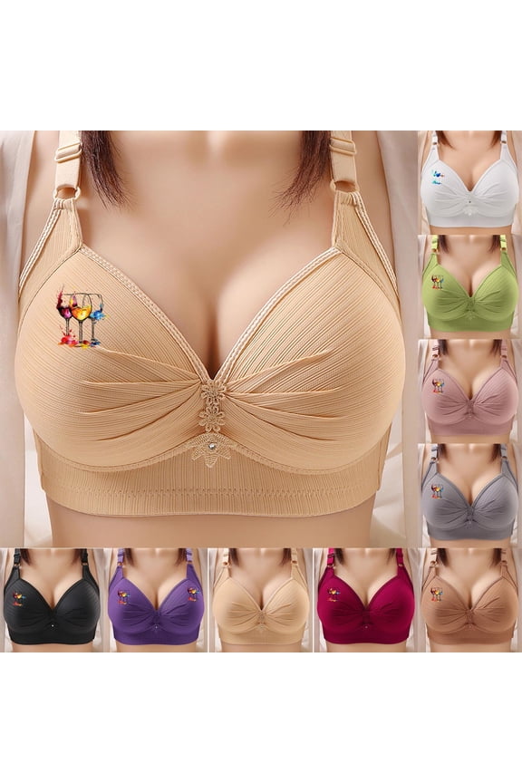 Bras for Women No Underwire Supportive Everyday Bras Plus Size Full Coverage Push Up Bralettes with Love Print