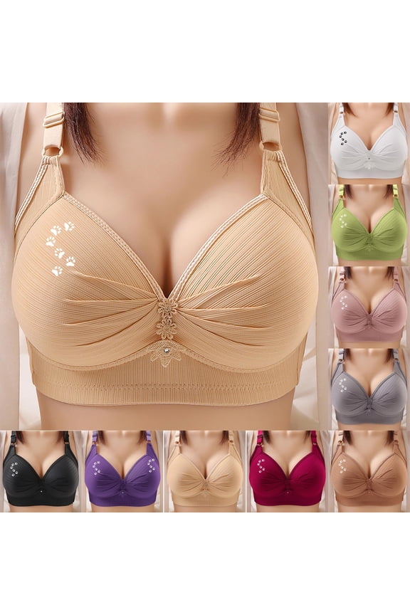 Bras for Women No Underwire Supportive Everyday Bras Plus Size Full Coverage Push Up Bralettes with Love Print